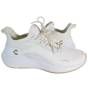 Charly 1059754 Womens White Gold Textile Running Shoes Sneakers Size 10 NEW